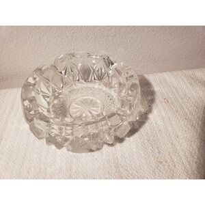Imperlux Genuine Handcut Lead Crystal Heavy Ashtray Made In Poland Vintage